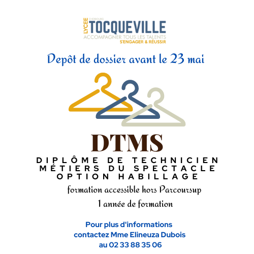 La formation DTMS Recrute / dépôt de dossier avant le 23 mai Lycée